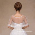 Women fashion pretty concise white wedding dress lace appliques white lace shawl